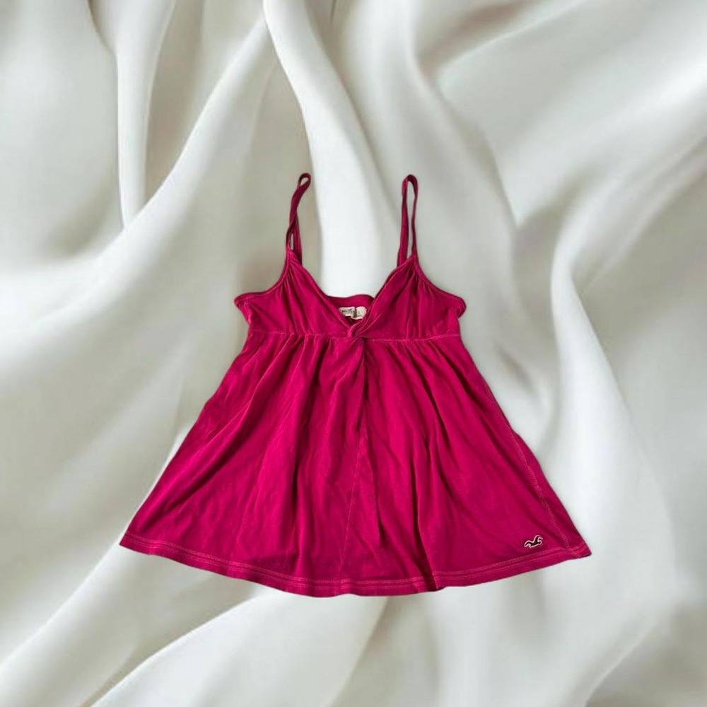 Hollister hot pink front knot babydoll cami tank top y2k mcbling fairy boho